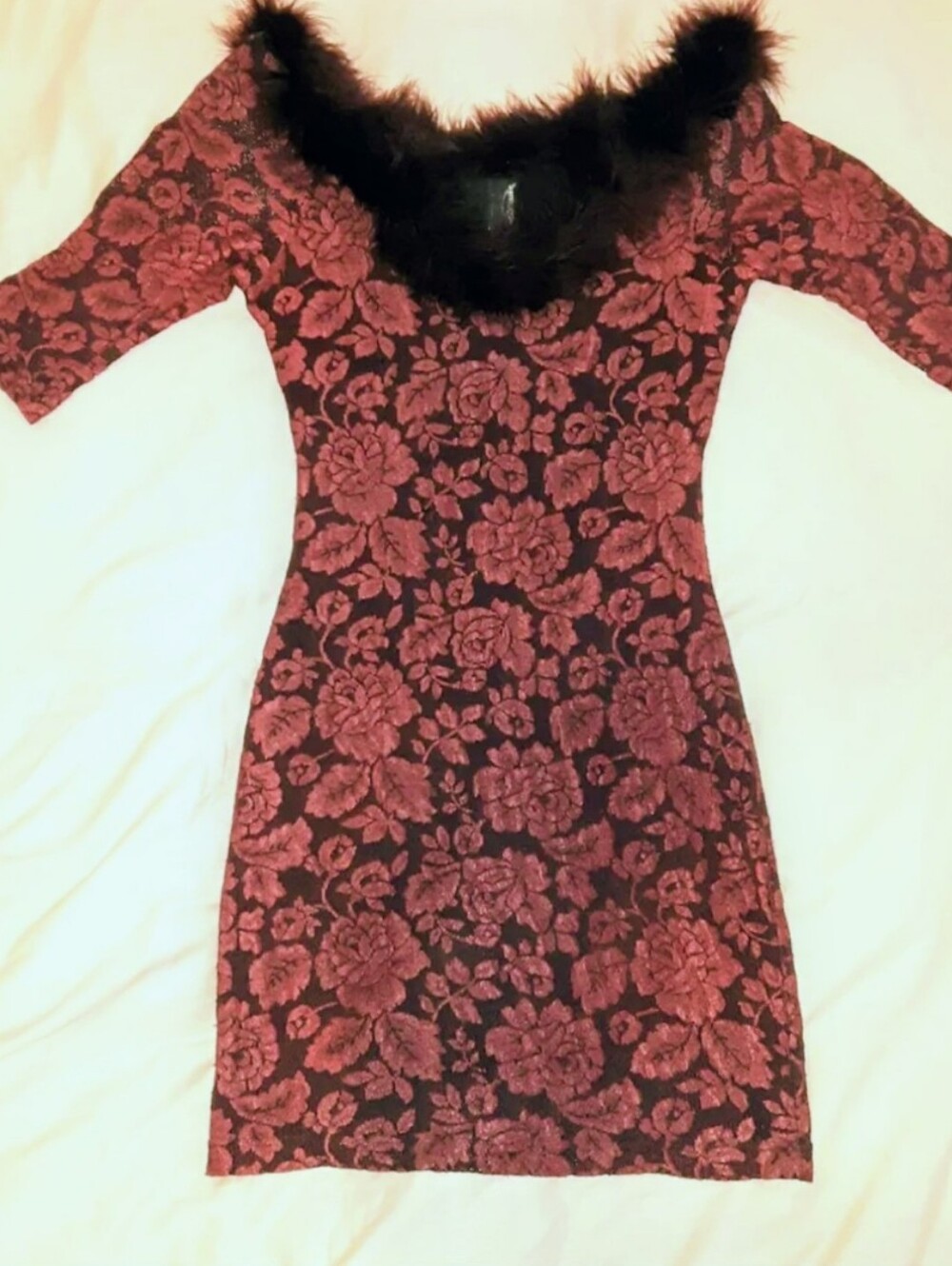Vintage Ostrich Feathers Off Shoulder Sexy Mini Lace Dress